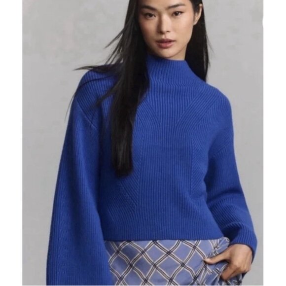 NWT Size S -Anthropologie The Katey Mock-Neck Bell-Sleeve Sweater (NWT US$ 118) - Picture 5 of 16
